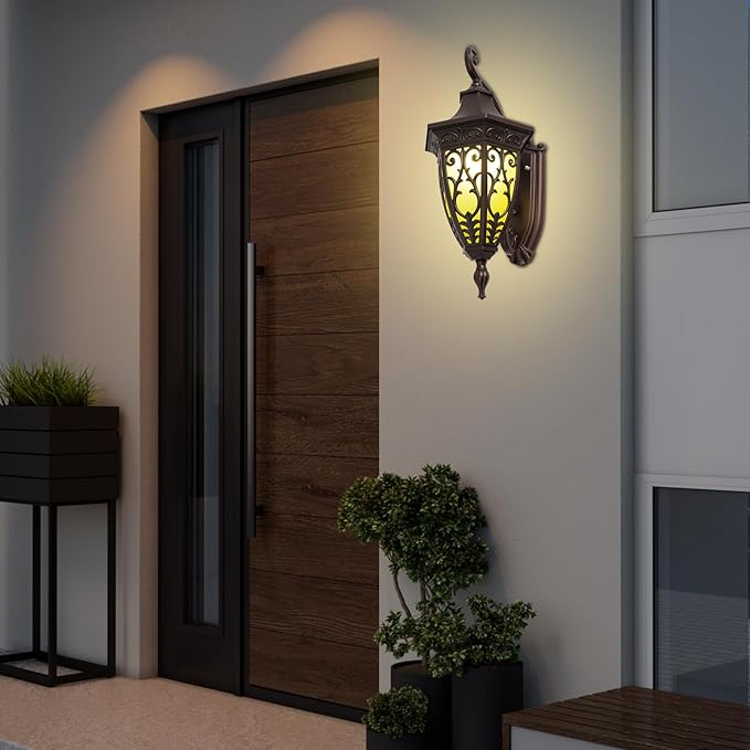 Outdoor Wall Light Fixtures, IP55 Waterproof Outside Wall Lantern Retro Exterior Wall Sconces Vintage Wall-Mounted Lights for Garage House Porch Doorway, E26 w/o Bulb