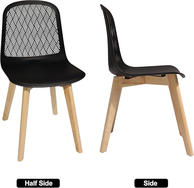 KM Legend Armless Modern Chairs with Wood Legs for Living, Bedroom, Kitchen,Dining,Lounge Waiting Room, Restaurants, Cafes, Set of 4…