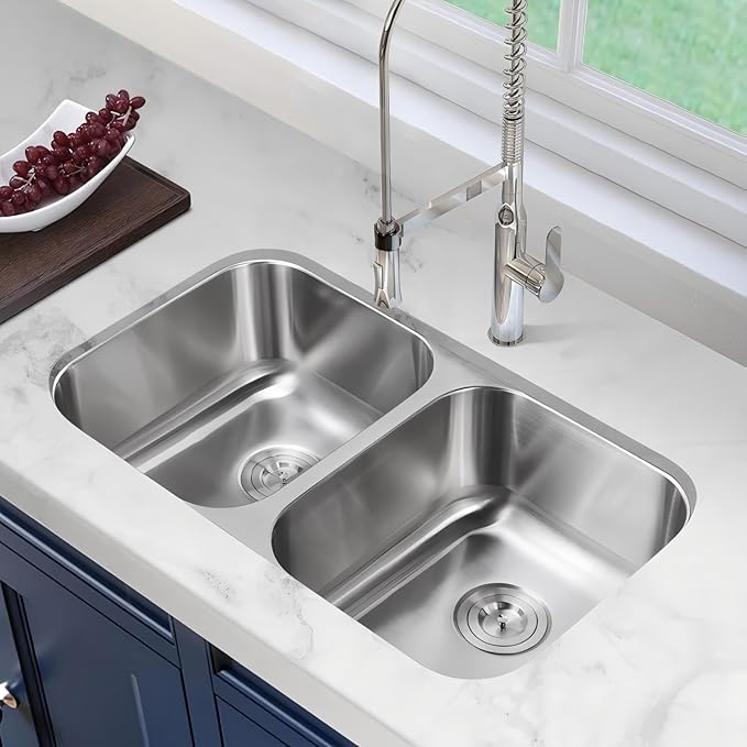 Kitchen Sink, Double Bowl 304 Stainless Steel Sinks,Nano Workstation Sink with Accessories for Modern (31-1/4” L x 18” W x 9” D)