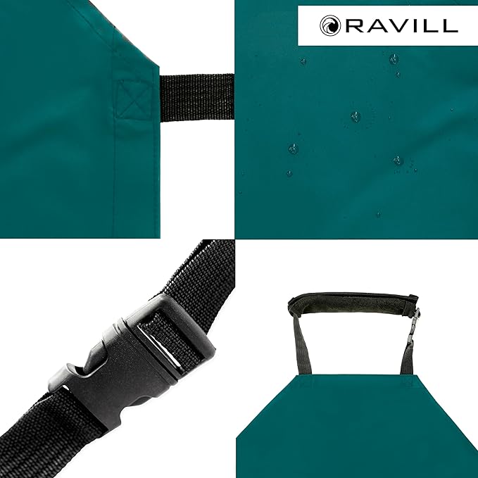 Ravill Waterproof Apron For Men and Women - 2 Pockets - 35" Long Multi Purpose Work Aprons for Dishwashing, Dog Grooming