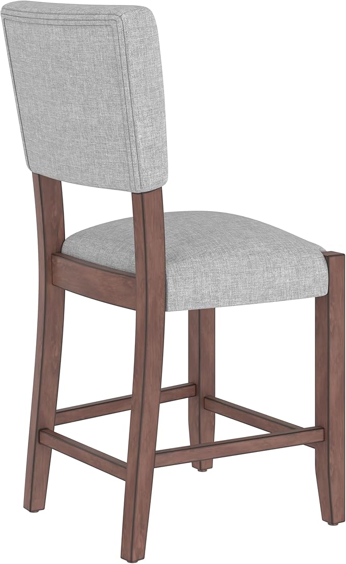 GOWE Mid Century Modern Bar Stools Set of 4, 40.4" Counter Stools with Back, Linen Upholstered Barstools with Solid Wood Legs Bar Chairs for Kitchen Island Dining Room, Grey (4-Piece Chairs)