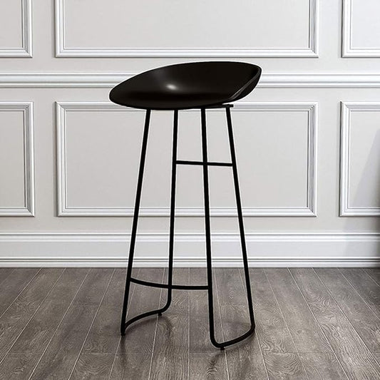 Minimalist Plastic PP Stools Backless with Metal Legs, Kitchen Island Dining Chairs with Comfortable Footrest, Counter Height Stools for Counter,Black-45cm