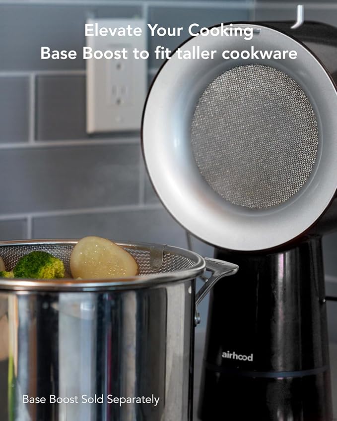 AirHood Wired Range Hood | Portable Kitchen Exhaust Fan with 2 Activated Charcoal Air Filter & Stainless-steel Oil Filter | Easy to Clean - Ideal for Indoor Cooktop Use (Space Black)