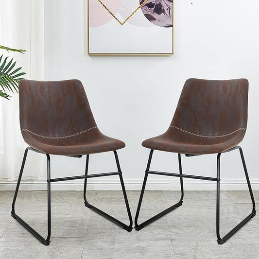 PayLessHere Dining Chairs Set of 2 Kitchen Chairs Living Room Chairs Counter Stools with Backs Leather Island (18 Inch)