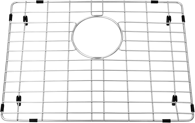 Kitchen Sink Grid and Sink Protectors, Stainless Steel Sink Grids for Bottom of Kitchen Sinks, 17 3/4" x 13 11/16" with Rear Drain for Single Sink Bowl, Sink bottom grid