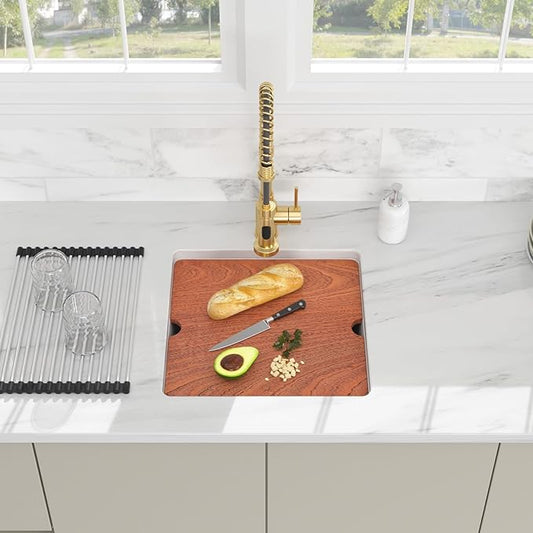 18 Inch White Undermount Sink - Beslend 18x18 White Kitchen Sink Granite Composite Bar Sink Undermount Square Sinks With Cover Small Prep Bar Workstation Sink Single Bowl Under Counter