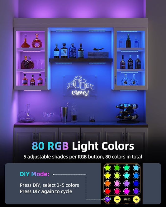 EZVALO 1800mAh Rechargeable Under Cabinet Lights, Wireless Magnetic Light Bars with 80 Colors, 1 Pack for Kitchen Shelves Home Bar(Not Included Remote)