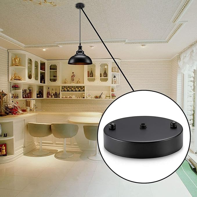 Bettomshin 3Pcs 3.94" x 0.79"(Dia x H) Iron Retro Ceiling Light Plate Chassis Disc Pendant Accessories Hardware Canopy Kit Ceiling Plate Sand Nickel Tone