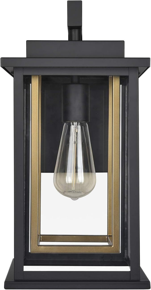 Design House Hayward 1-Light Indoor/Outdoor Wall Light with Clear Glass, Dimmable, Black and Gold Finish – Design House, 588707-BGD