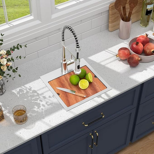 15 Outdoor Kitchen Sink - Beslend 15x15 Outdoor Sink Bar Sink RV Sinks Drop In, Topmount Stainless Steel Kitchen Sinks Wet Bar Sinks Workstation 16 Gauge Single Bowl Above Counter Indoor Outdoor