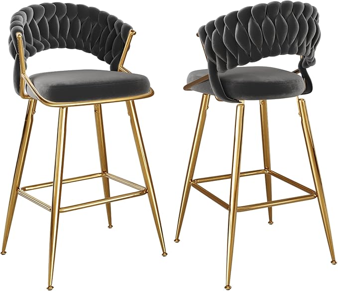 Modern Dining Chair with Ergonomic Design & Plush Upholstered Seat for Kitchen Island, Bar, Dining Room & Living Room Sets - Sturdy Stable & Easy Assembly,Black-Metal-Setof2