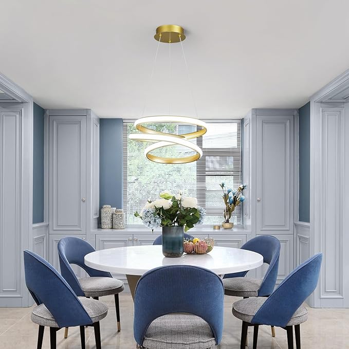 Modern Pendant Lights Gold Pendant Light Irregular Streamline LED Chandelier Adjustable Height Pendant Lighting for Kitchen Island Dining Room Bedroom Living Room Corridor Hallway Foyer