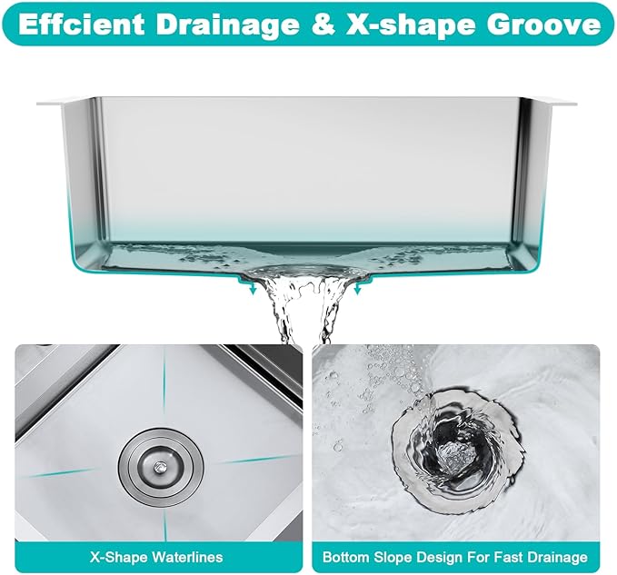 22x18 Inch Drop-In Kitchen Sink, 304 Stainless Steel Single Bowl with Bottom Grid & X-Drain, 9" Deep for Narrow Countertop, Small Kitchen, RV, Bar Sink