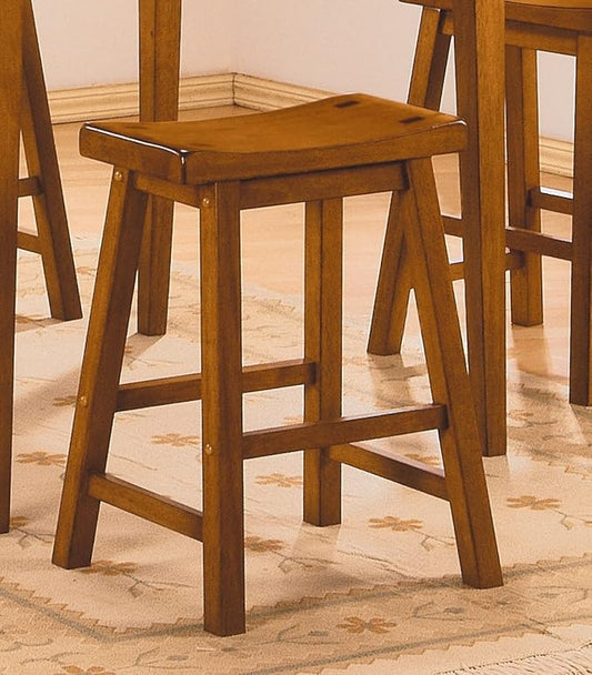 Living Room Chairs Comfy, Farmhouse Modern Solid Wood Counter Height Stools Set of 2, Saddle Seat Wooden Chairs for Kitchen Island, Dining Room, Comedor Sillas,Bedroom Furniture,Oak-Solid