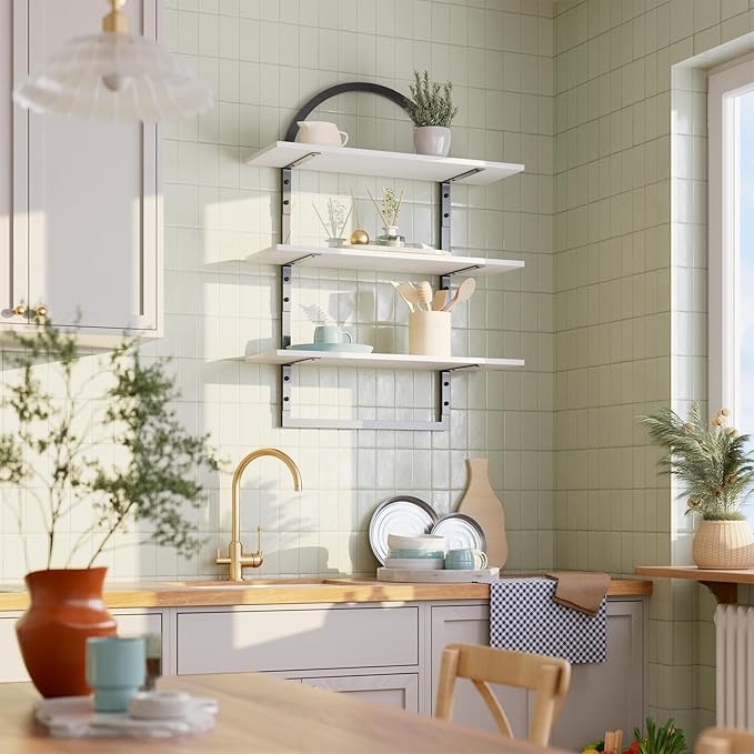 Floating Shelf for Wall - 3 Tier 24"x 31.5" Shelves for Room Wall for Bathroom, Bedroom, Toilet, Kitchen, Living Room, Office, White
