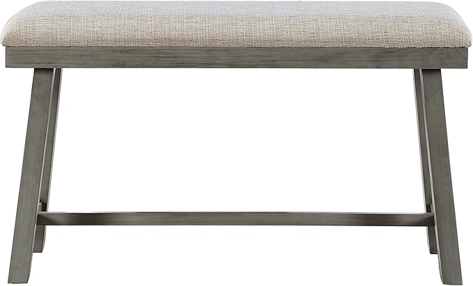 Lexicon Counter Height Bench for Dining Room Table, 41.5" Wood Bench with Grey Padded Seat for Home and Kitchen, Indoor Wooden Bench for Dining Room, Kitchen Bench, Dining Bench, Easy Assembly, Grey