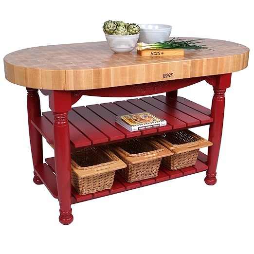 John Boos American Heritage Harvest Kitchen Island with Butcher Block Top Base Finish: Caviar Black