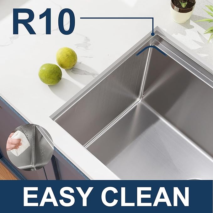 32-inch Undermount Kitchen Sink - CELAENO Single Bowl Stainless Steel Kitchen Sink 18 Gauge,Workstation R10 Radius Handmade 9 Inch Deep Kitchen Sink with Ledge