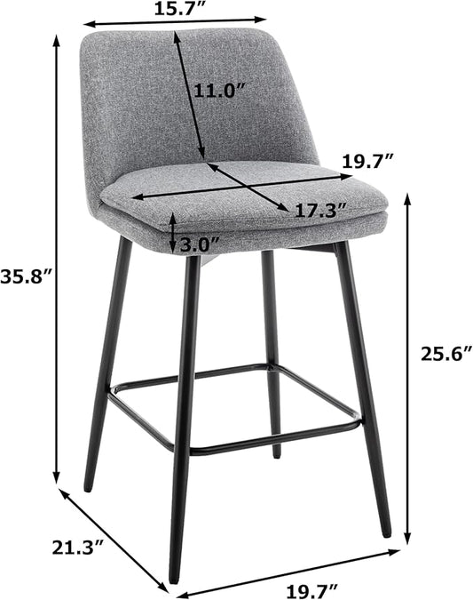 Modern Dining Chairs,Set of 2,Sturdy and Stylish,Simple Natural Design,Swivel Bar Stools with Back,Versatile Use in Kitchen Island Pub,Applicable to Front Porch,Garden,Patio,Reception Room,LIGHTGREY-