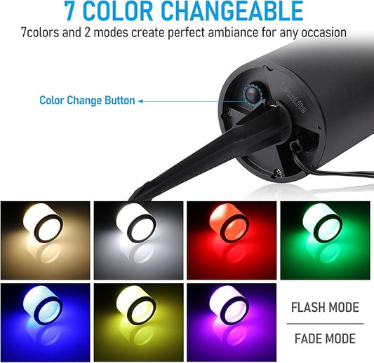 LEONLITE 8-Pack 4.5W LED Landscape Bollard Path Lighting, RGB Low Voltage Landscape Lights, 7 Color Selectable, Outdoor Pathway Light, Die-Cast Aluminum Housing