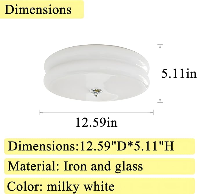 Bofea-Modern Glass Flush Mount Ceiling Light Milk Glass Schoolhouse Lights Fixtures LED Flush Mount Light for Bathroom Chrome Hallway Lamp Round Ceiling Lights for Bedroom Kitchen