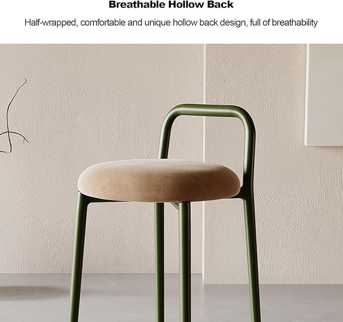 Modern Round Counter Height Bar Stools, Dining Chairs, Tall Metal Bar Chairs with Backrest Metal Frame and Footrest, Kitchen Island Stools for Kitchen Bar Pub Restaurant Cafe,Brown b