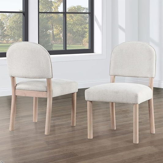Farmhouse Dining Chairs Set of 2 - Upholstered Mid Century Armless Side Chairs with Back, Durable Polyester Fabric for Kitchen Island, Living Room, Restaurant