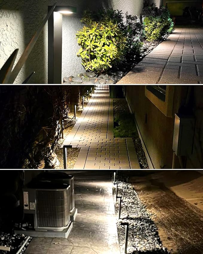 GKOLED 4-Pack Low Voltage Landscape Lighting, Pathway Lights, 3W 9-15V AC/DC Wired Outdoor LED Landscape Path Lights for Garden Driveway Accent Lighting Fixtures, Die-cast Aluminum Housing, UL-Listed