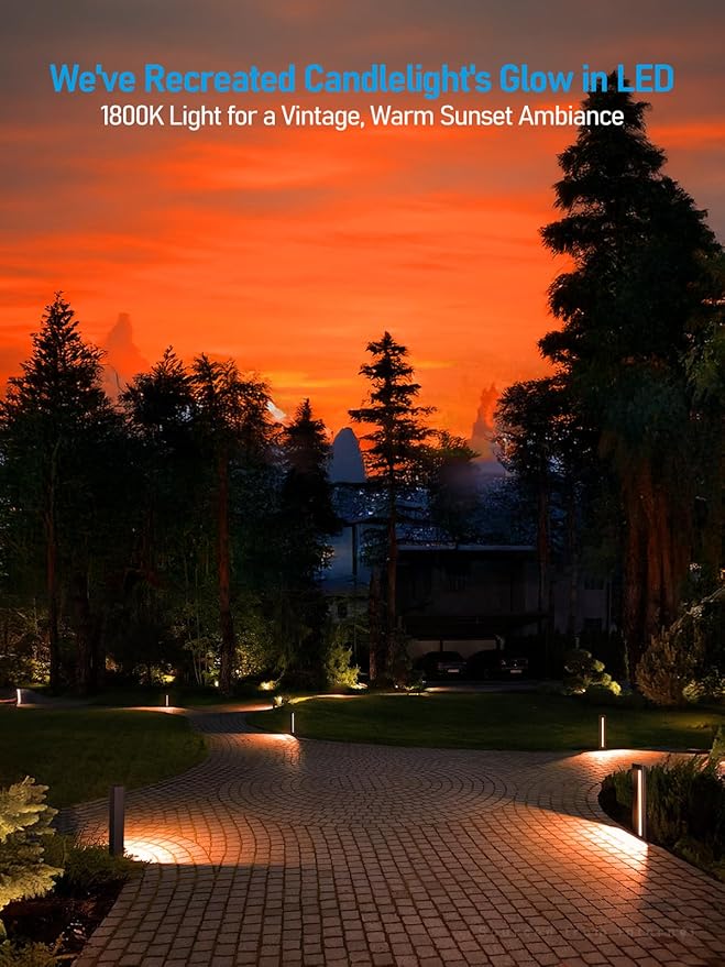LEONLITE 5CCT Low Voltage Landscape Lights, 7W 12-24V LED Pathway Lights, Die-Casted Aluminum, IP65 for Outdoor Path Sidewalk Walkway, 1800K/2700K/3000K/4000K/5000K, ETL, Oil Rubbed Bronze, Pack of 4