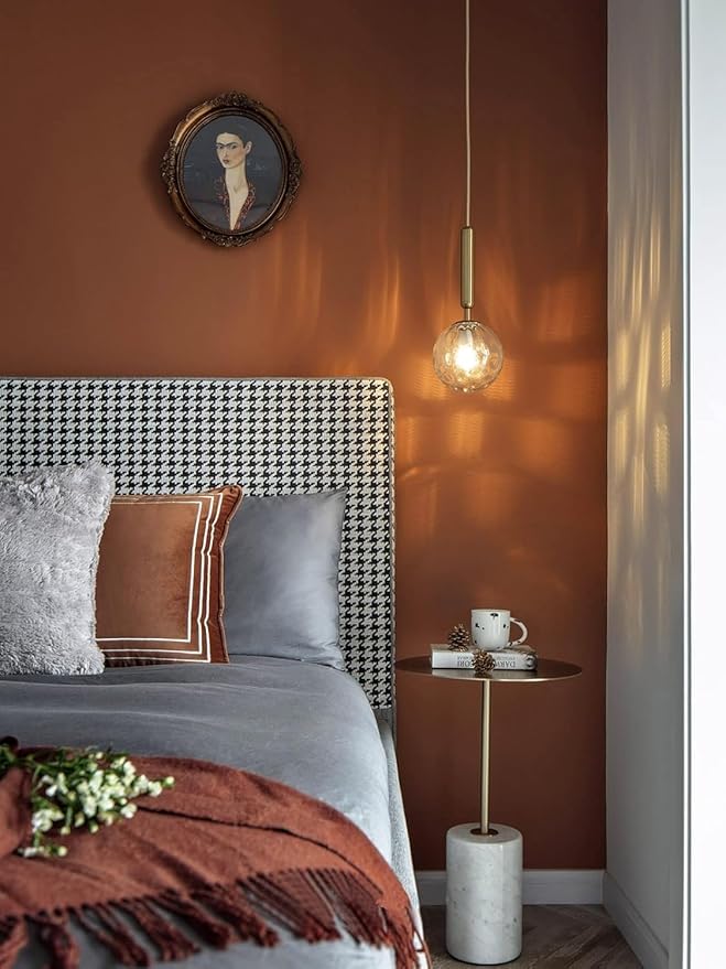Safiyya Peel and Stick Wallpaper Dark Orange Contact Paper 118"x17.7" Solid Color Self Adhesive Removable Wallpaper for Barthroom Vinyl Rolls