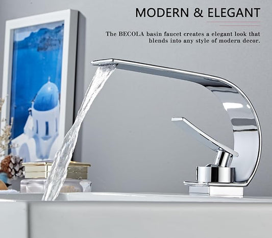 becola Chrome Bathroom Sink Faucet, Low Arc Modern Bathroom Faucet, Brass Single Hole Vanity Sink Faucet, Touch On Single Handle Basin Faucet Tap with 3/8” Hot and Cold Water Supply - Chrome