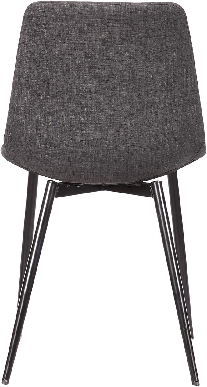 Armen Living Monte Mid Century Modern Dining Accent Chair for Table Kitchen Desk Vanity in Charcoal Gray Fabric Upholstery with Black Metal Legs
