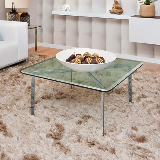 Dulles Glass 18 inch Square Glass Table Top - Tempered - 1/2" Thick Glass Surface, Safe Beveled Edge, Eased Corners, Multipurpose for Dining Table, Patio, Coffee and End Table