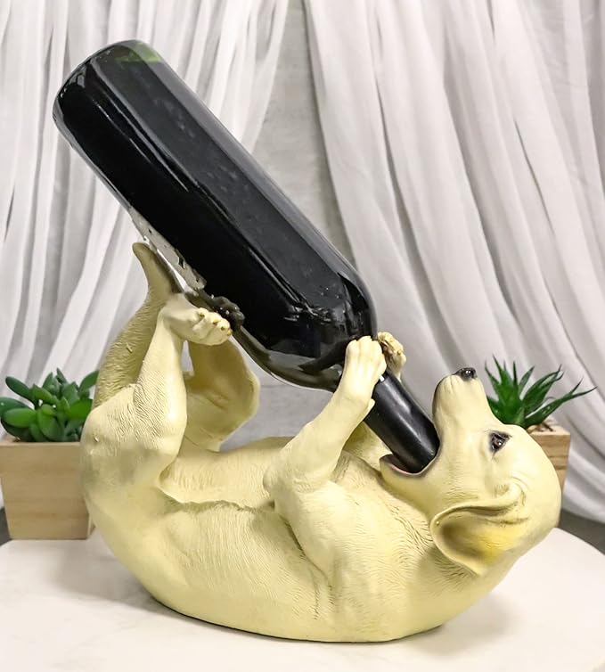 Ebros Lifelike Purebreed Pedigree Canine Adorable Labrador Retriever Dog Wine Bottle Holder Figurine Statue As Kitchen Wine Cellar Centerpiece Decor Storage Organizer (Labrador Retriever)