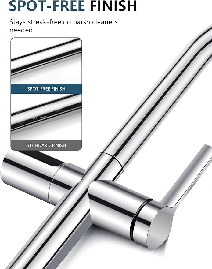 Lefton Touchless Pull-Out Kitchen Faucet, Hands Free Motion Sensor Activated, Battery-Free Temperature Display, KF2206 (Contemporary, Chrome)