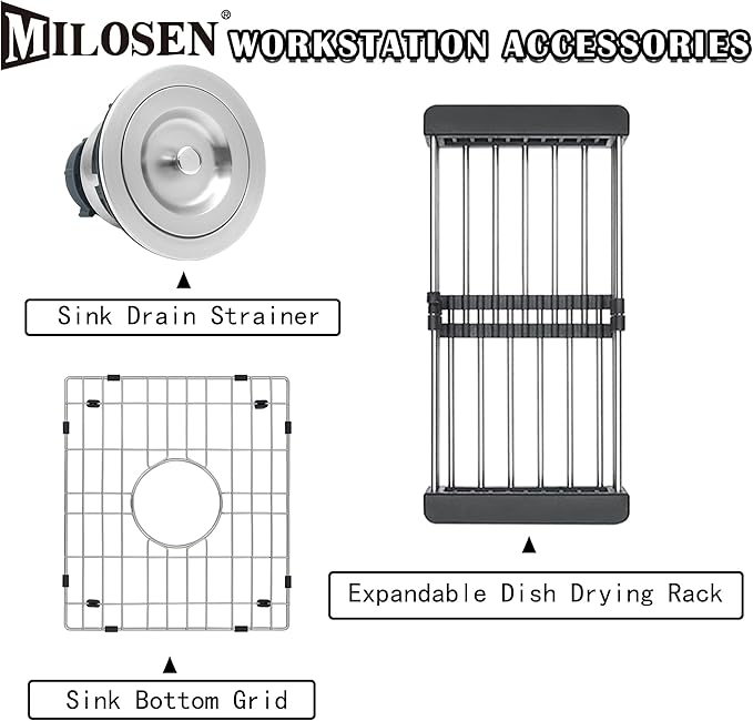 MILOSEN White Bar Sink 13×15 Inch, Undermount Wet Bar Prep Sink for RV Kitchen, Single Bowl Granite Composite Design with Custom Accessories, 9'' Deep White Quartz Small Bar Sinks