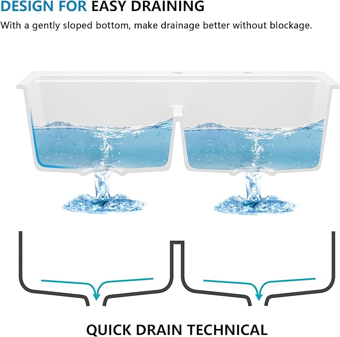 33 Granite Composite Kitchen Sink Double Bowl - Fulorni 33"x22" Granite Kitchen Sink White Ledge Workstation Drop in Topmount Double Bowl 50/50 Luxury Quartz Classic Above Counter Basin