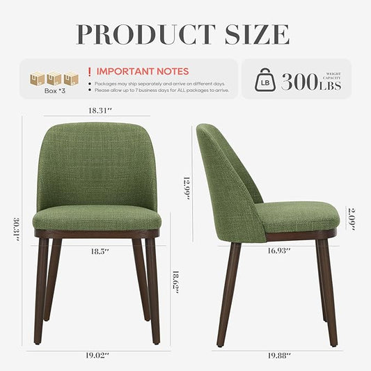 COLAMY Upholstered Dining Chairs Set of 6, Modern Kitchen Chairs with Back, Leather Side Dining Room Chairs with Wood Legs for Kitchen Dining Room Restaurant,Green