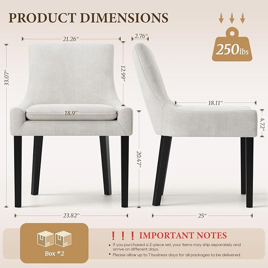 COLAMY Upholstered Dining Chairs Set of 4 with Mid Back and Wood Legs, Modern Accent Side Chairs for Living Room/Dining Room-Beige