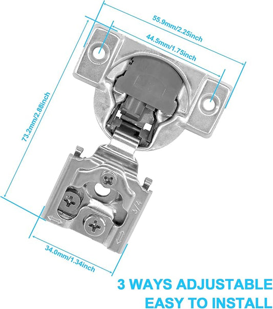 3/4 Inch Overlay Soft Close Cabinet Hinges, 6 Pack Slow Soft Close Hinges for Kitchen Cabinets Satin Nickel Hidden Self Closing Kitchen Cabinet Hinges for Cupboard