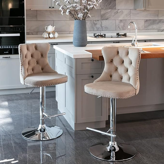 Modern Dining Chairs, Mid-Century Kitchen Table and Chairs with Sturdy Stable Base, Easy Assembly Luxury Furniture for Dining Room, Home Pub and Kitchen Island,khaki-Foam-2pc