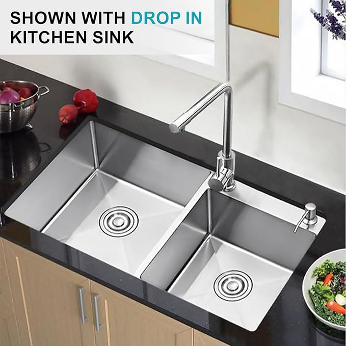 31" x 18" Silver Double Bowl Kitchen Sink, Drop-in/Topmount Overmount Kitchen Sinks with 304 Nano-Coated and Drainage Pipes & Fruit Basket
