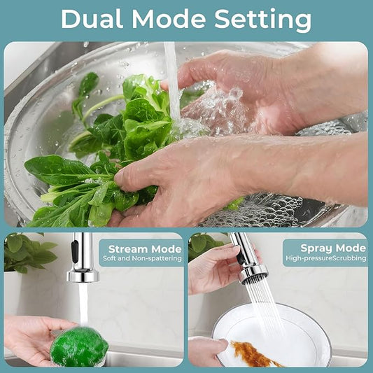 Kitchen Faucet with Pull Down Sprayer,Commercial Single Handle Stainless Steel Kitchen Faucets with Deck Plate (Chrome)