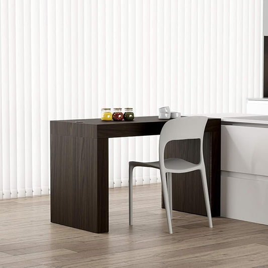 Mobili Fiver, Evolution Dining Table with Two Legs and Wirelss Charger 47.2 x 23.6 in, Dark Walnut, Made in Italy