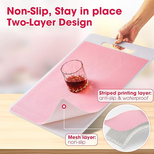 Drawer and Shelf Liner, Non-Slip Kitchen Cabinet Liners Non-Adhesive Thick Strong Grip Waterproof Washable Mats Protect Dresser Shelves Cupboard Bathroom Cabinets, Pink, 18 in X 10 FT