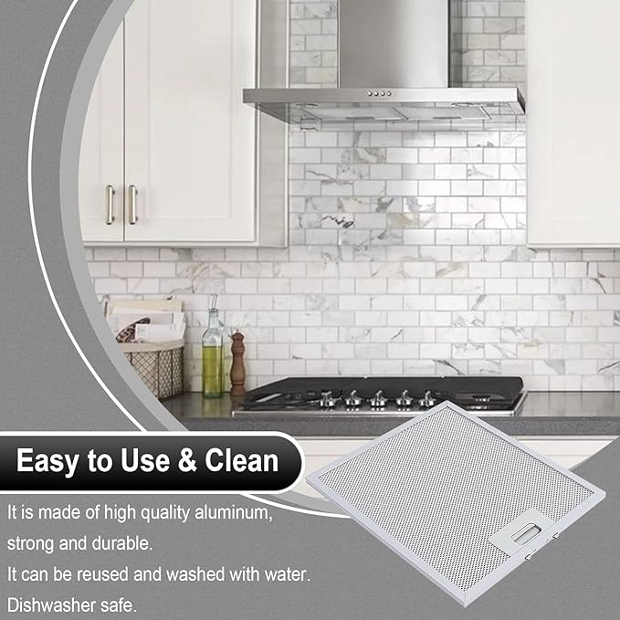 Updated Range Hood Filters 10.5 x 12 Inch W10169961A Compatible with Whirlpool Stove Hood Vent Filter by Wadoy, Replacement 3 Pack 5-Layer Aluminum Mesh Range Hood Filter Metal Slip Joints