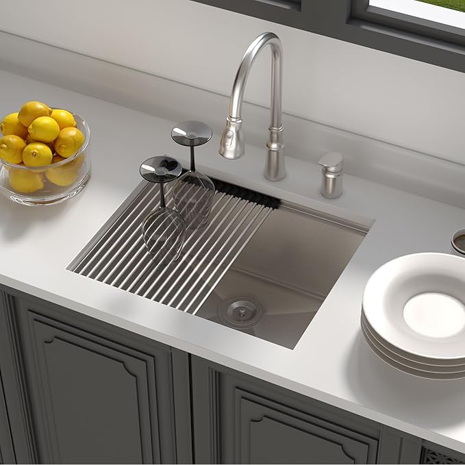 Lordear 23 Inch Undermount Kitchen Sink Workstation16 Gauge Stainless Steel Bar Sinks Single Bowl with Cutting Board Under Counter Handmade Sink