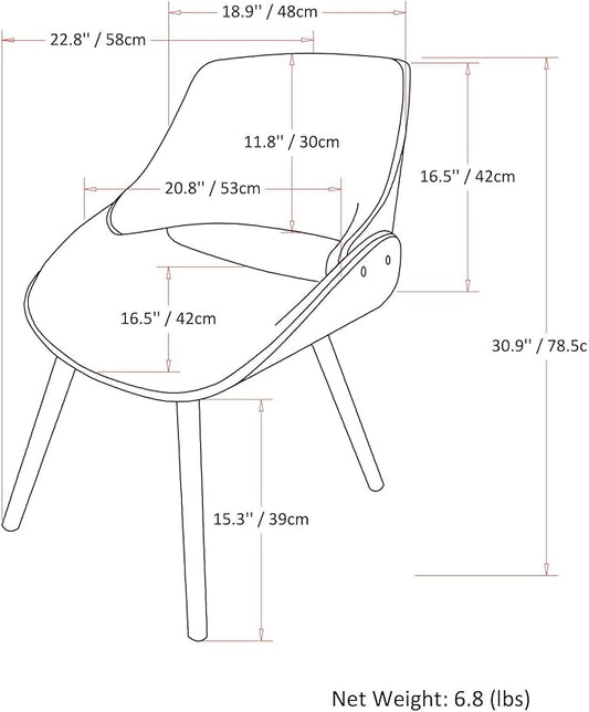SIMPLIHOME Malden Dining Chairs - Upholstered Bentwood Frame and Woven Fabric Kitchen Chair in Denim Blue, Modern Dining Room Seating with Curved Contoured Back, Walnut Veneer Legs and Padded Seat