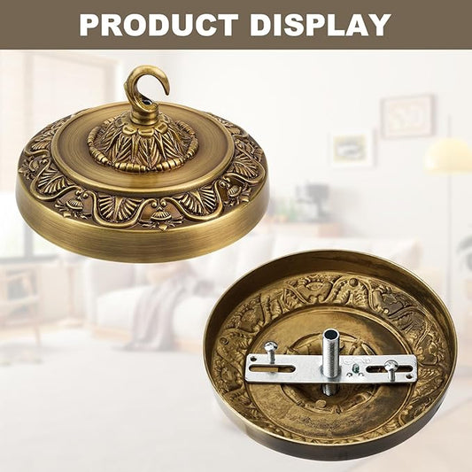 5.5 inches Brass Chandelier Canopy, Antique Brass Finish Canopy Kit for Pendant Light, Hanging Fixture, Mounting Plate Cover Replacement (Ring Style)