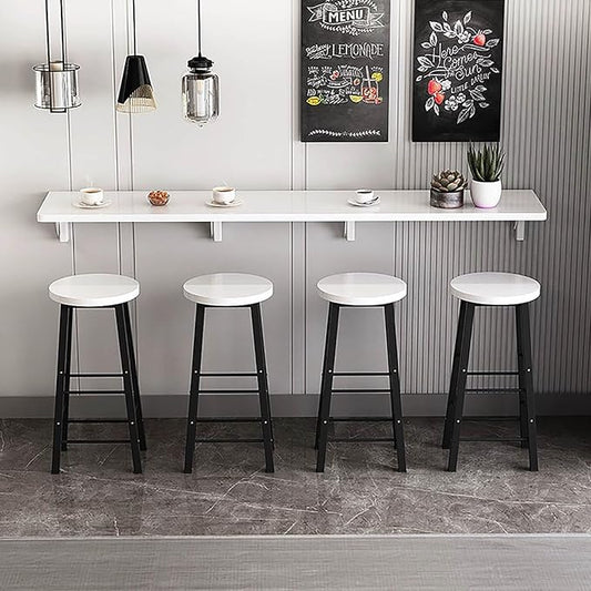 Hanging Home Narrow Long Table Wall Desk Fold Wall Table Wall Hanging Dining Table Kitchen Restaurant Home Bar Work Table Folding Table Bar Tables Workbench Easy to Install Space Saving(White,55x15.7i